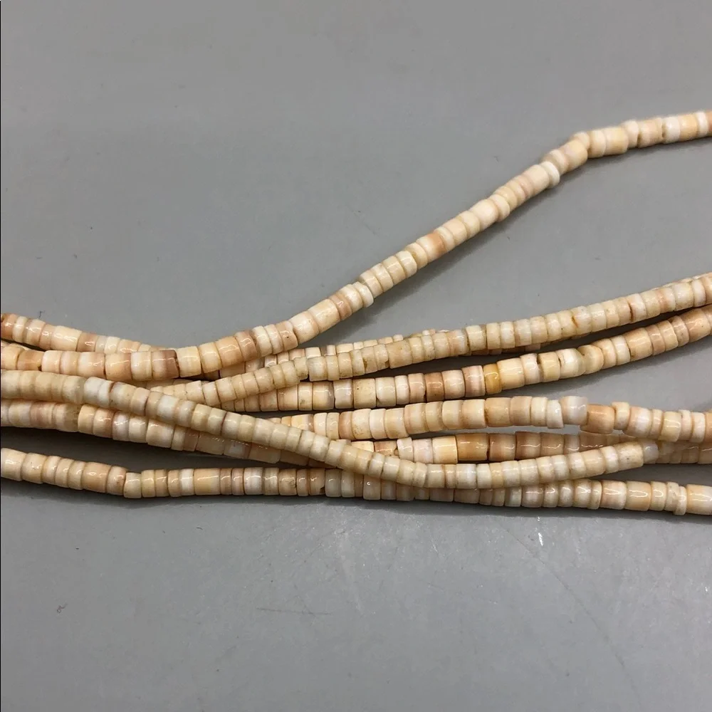 Vintage heishi beads multi strand sterling silver 925 necklace artisan tribal